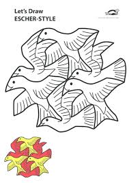 Escher coloring page from tessellations category. Printables For Kids Escher Art School Art Projects Elementary Art Projects