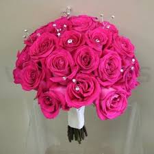 Fuchsia Roses And Bling Bridal Bouquet W Flowers Ottawa Hot Pink Wedding Flowers Pink Wedding Flowers Bridal Bouquet Pink