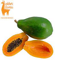 Cut it into strips salsa: Papaya Lekker Llama