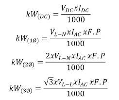 volts to kw calculator conversion examples table and