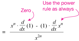 If we let u = 2x 2 and v = y 2 then we have: Quotient Rule