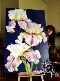 Hand painted modern textured white flower oil painting on canvas abstract floral artwork. Ascendency Big Iris Flower Painting Flower Painting Canvas Floral Painting Iris Painting