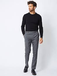 This fine suit jacket features a trim, slim fit in very fine. Dark Grey Check Slim Fit Suit Trousers Men George At Asda