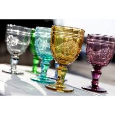 20 idee natalizie per riciclare al meglio calici, coppe e bicchieri spaiati: Set 6 Bicchieri Calici Vino Syrah Multicolor Villa D Este Borzik