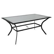 Shop Garden Treasures Cascade Creek Glass Top Black Rectangle Patio Dining Table At Lowe S Steel Dining Table Dining Table Outdoor Dining Table