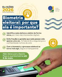 A biometria torna a identifica&ccedil;&atilde;o do eleitor (a) mais &aacute;gil e pr&aacute;tica no dia  da vota&ccedil;&atilde;o. Se voc&ecirc; ainda n&atilde;o coletou sua biometria, procure o cart&oacute;rio  eleitoral mais perto de sua casa