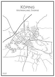 Cu toate acestea, în dimensiune destul de diferită, județul västmanland a fost acordat același cc în 1943. Affisch Over Koping Handritade Posters Stadskarta Handritat Affisch