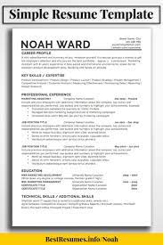 One Page Resume Template Noah Ward Bestresumes Info Job Resume Template Simple Resume Template One Page Resume Template