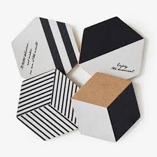 Cork Wood Coffee Cup Geometric Stripes Flexible Table Heat Resistant Round Mats Round Business Cards Cube Business Cards Design
