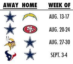 Cowboys Open Preseason Schedule With Pair Of West Coast Games Dallas Cowboys Game Cowboys Dallas Cowboys Football