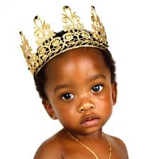 Gold Lace Royal Crown: Blue Accent, Newborn Prince, First Birthday