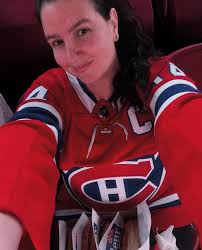 I LOVE that red one! It's pretty sweet! A picture of my Mom wearing her  first 31 bucks Habs stitched jersey!!