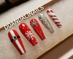 Set Of 20 Christmas Press On Nails Etsy Christmas Gel Nails Red Christmas Nails Winter Nails Acrylic