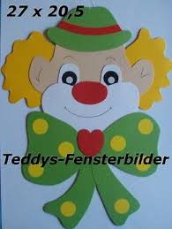 Teddys Fensterbilder 9 Clown Mit Grosser Schleife Tonkarton Faschingsdeko Basteln Fasching Basteln Fensterdeko Fasching Basteln