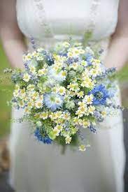 Bridal bouquet with a cornflower blue background! Daisy Blue Cornflower Bouquet Wildflower Wedding Bouquet Blue Wedding Flowers Blue Wedding Bouquet