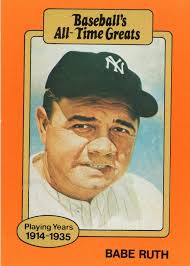 BABE RUTH 1987 Hygrade Baseball Card Orange All Time Greats Near-Mint  Condition!