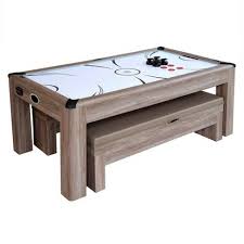 Hathaway Driftwood 7 Air Hockey Table Combo Set With Benches Woodgrain Target Air Hockey Table Multi Game Table Air Hockey