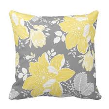 Yellow Gray White Floral Decorative Pillow Decoracion De Unas Almohadas Decorativas Fundas De Cojines