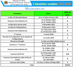 Vacances scolaires 2024 maroc