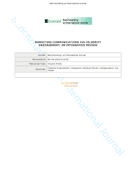 Jadi kalau misalnya kita diajak kerjasama dengan sebuah brand, kita menjadi endorser brand. Pdf Marketing Communications Via Celebrity Endorsement An Integrative Review