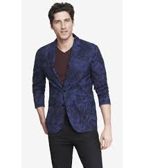 Express Lightweight Hawiian Floral Print Blazer Suit Jacket Navy Blue Mens Xs Floral Print Blazer Gentlemen Wear Printed Blazer