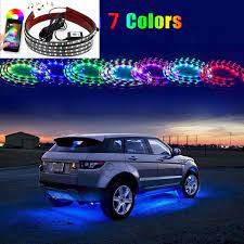 Led lights are not only used as fog lights while you drive, but it's also used for a car interior decoration as well. 60 90 120cm Led Under Car Glow Light App Control Car Underbody Neon Light Waterproof Car Rgb Decoration Strip Wish