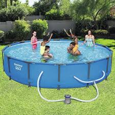 Amazon Com Bestway 56597e Steel Pro Max Above Ground Pool Blue Garden Outdoor Best Above Ground Pool In Ground Pools Deep Above Ground Pools
