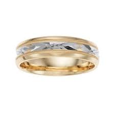 Men S Two Tone 14k Gold Textured Wedding Band Kohls Textured Wedding Band Wedding Bands Milgrain Wedding Bands