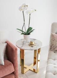 The challenge is recognizing that when working with natural products, it is necessary to properly assess technical and aesthetic characteristics. Sydne Style Shows Living Room Home Decor With Marble Gold Side Table Sydne Style