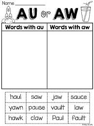 Au And Aw Worksheets Activities No Prep Vowel Teams Worksheets Vowel Teams Worksheets Phonics Words Teaching Phonics