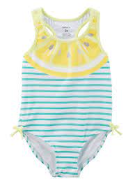 Family matching swimwear one piece bathing suit lemon printed hollow out monokini mommy and me beachwear. Carter S Carters Infant Girls 1 Pc Yellow Lemon Swim Suit Stripe Swimming Bathing 6m Walmart Com Walmart Com