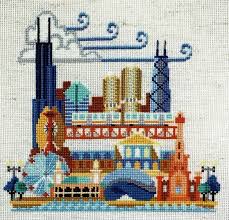 Army, navy, air force, marine. model stitched two over one on 16 ct. Pretty Little Chicago Cross Stitch Pattern By Satsuma Street