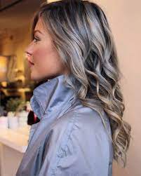 Icy Blonde Strands With Grey Blue Lowlights Light Hair Color Ombre Hair Blonde Medium Icy Blonde