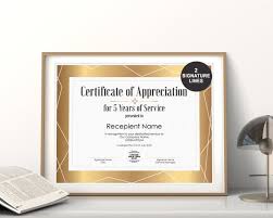 30 free certificate of appreciation templates and letters : 5 Years Of Service Editable Certificate Of Appreciation Etsy