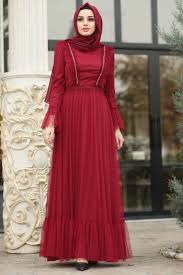 Tesetturlu Abiye Elbise Boncuk Detayli Kirmizi Tesettur Abiye Elbise 38980k Tesetturisland Com 2020 Elbise The Dress Moda Stilleri