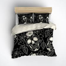 Black And Cream Comforter Black Sugar Skull Rose Cream Bedding Collection Skull Bedding Duvet Bedding Sets Bedding Sets