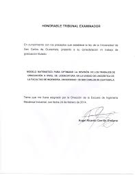 Universidad de San Carlos de Guatemala Facultad de Ingeniería Escuela de  Ingeniería Mecánica Industrial Angel Ricardo Carrill