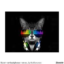Dj Cat Cat Headphones Cat Sounds Postcard Zazzle Com In 2021 Cat Headphones Headphones Art Cats Musical