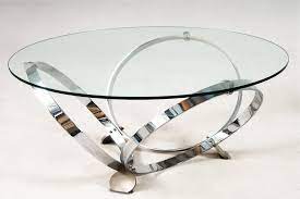 Round Glass Coffee Table Metal Base Coffee Tables Ideas Mesa De Centro De Vidrio Sala De Estar Marron Mesas De Metal