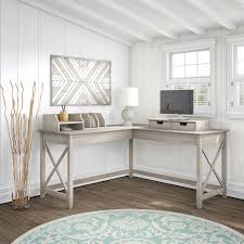 Open cubbies for storage and easy access to work in. Bush Furniture Key West 60w L Shaped Desk With Desktop Organizers