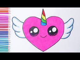 1 draw the horn of unicorn girl. How To Draw A Cute Unicorn Heart With Wings Easy Drawings Youtube Cute Easy Drawings Easy Drawings Cartoon Unicorn Drawing Easy