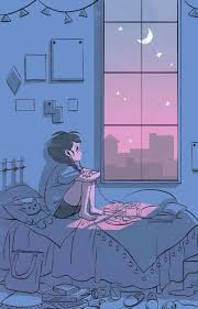 Girl Looking Out The Window And Listening To Music Animation Art Art Pretty Art
