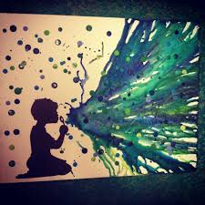 Little Boy Blowing Bubbles Melted Crayon Art Crayon Art Melted Crayon Art Art