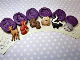 Forest Animal Chocolate Molds Forest Animal Set 20 35mm Flexible Push Mold Deer Fox Squirrel Owl Fox Squirrel Woodland Animals Party Molding Clay