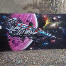 Annegrt On Instagram Pew Pew Spaceship Graffiti By In Hamburg Streetart Urbanart Spraypaint Wallart Street Art Urban Art Graffiti