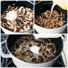 Melt butter and olive oil together in a large frying pan then fry the mushrooms until make the sauce: Cream Of Mushroom Soup Recipe The Recipe Critic