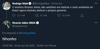 A postagem na conta de salles que chamava maia de nhonho foi feita em resposta a uma crítica. Apos Tuite Chamando Rodrigo Maia De Nhonho Salles Afirma Que Alguem Se Utilizou Indevidamente Da Sua Conta