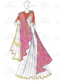 Diy Bajirao Mastani Inspired White Saree With Shaw Indiandress Indian Dress Draw Fashion Illustration Dresses Fashion Illustration Sketches Dresses Fashion