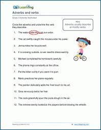 Which word is an adjective in the sentence?the man smelled the sweet roses.an orange has seeds inside.in a sentence the first word is capitalize.adverbs tell more about a verb. Grade 3 Adverbs Worksheets K5 Learning