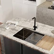 Check spelling or type a new query. Torva 24 Inch Gloss Black Workstation Undermount Single Bowl Kitchen Sink 16 Gauge Stainless Steel With Ceramic Coating And Nanotek Sink With Bamboo Cutting Board And Drain Tray Bathroom Faucets Kitchen